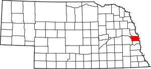 Map of Nebraska highlighting Douglas County