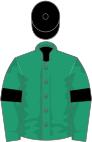 Emerald green, black armlets, black cap