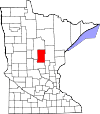 State map highlighting Crow Wing County