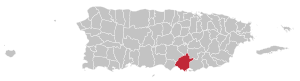 Map of Puerto Rico highlighting Salinas Municipality