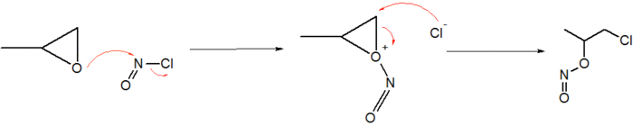 Electrophilic addition of NOCl to propylene oxide.png