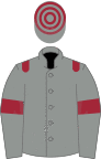 Grey, maroon epaulets and armlets, hooped cap