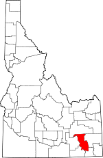 Map of Idaho highlighting Bannock County