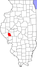 Map of Illinois highlighting Scott County