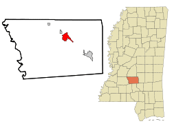Location of Mendenhall, Mississippi