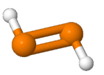 Ball and stick model of diphosphene molecule