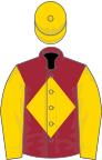 Maroon, gold diamond, sleeves and cap