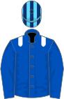 Royal blue, white epaulettes, light blue and dark blue striped cap