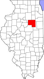 Map of Illinois highlighting Livingston County