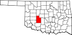 State map highlighting Caddo County