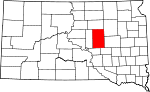 State map highlighting Hand County