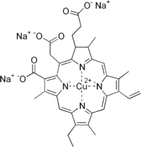 Structural formula of chlorophyllin, sodium salt