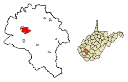 Location of Madison in Boone County, West Virginia.