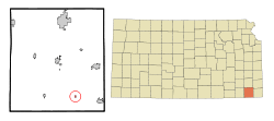 Location within Labette County and Kansas