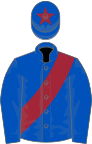 Royal blue, maroon sash and star on cap