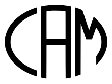 Club badge: the letters CAM in black, written in an oval shape