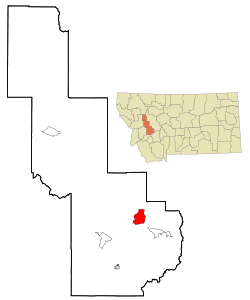 Location of Avon, Montana