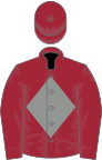 Maroon, grey diamond