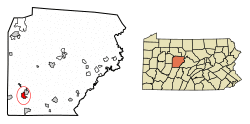 Location of New Washington in Clearfield County, Pennsylvania.
