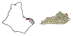 Location of Wurtland in Greenup County, Kentucky.