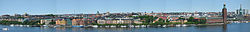 Panorama of Kungsholmen, view from Södermalm. The City Hall is on the far right (June 2005, collage)