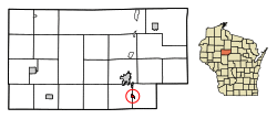 Location of Stetsonville in Taylor County, Wisconsin.