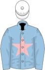 Light blue, pink star, white cap