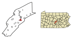 Location of Lewistown in Mifflin County, Pennsylvania.