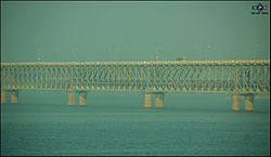 A train moving inside Rail/Road Bridge