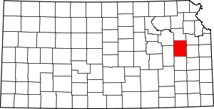 Map of Kansas highlighting Osage County