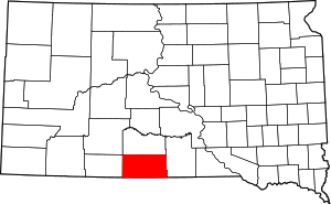 Map of South Dakota highlighting Todd County