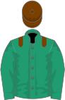 Emerald green, chocolate epaulettes and cap