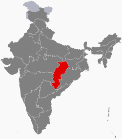 Location of Chhattisgarh in India
