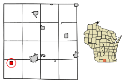Location of Browntown in Green County, Wisconsin.