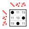 Cyclic group 3; Cayley table; subgroup of S4 (elements 0,11,19).svg
