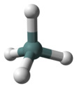 Ball-and-stick model of the germane molecule