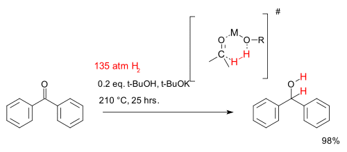 Base-catalyzed hydrogenation of ketones.