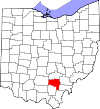 State map highlighting Vinton County