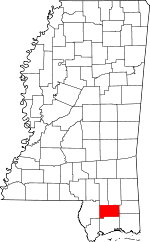 Map of Mississippi highlighting Stone County