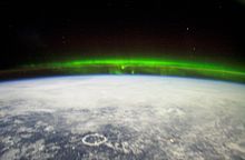 The aurora borealis as viewed from the International Space Station