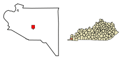 Location of Clinton in Hickman County, Kentucky.