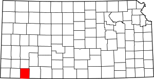 Map of Kansas highlighting Seward County