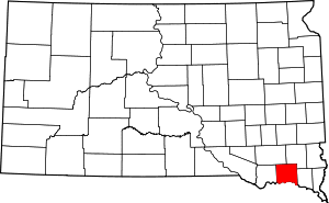 Map of South Dakota highlighting Yankton County