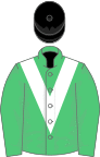 Emerald green, white chevron, black cap