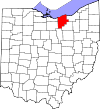 State map highlighting Lorain County