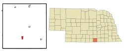 Location of Red Cloud within Webster County and Nebraska