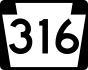 Pennsylvania Route 316 marker
