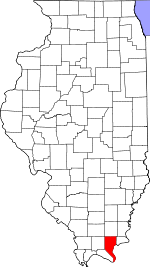 Map of Illinois highlighting Pope County