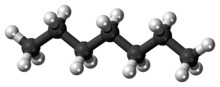Ball-and-stick model of the heptane molecule