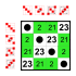 Klein four-group; Cayley table; subgroup of S4 (elements 0,2,21,23).svg
